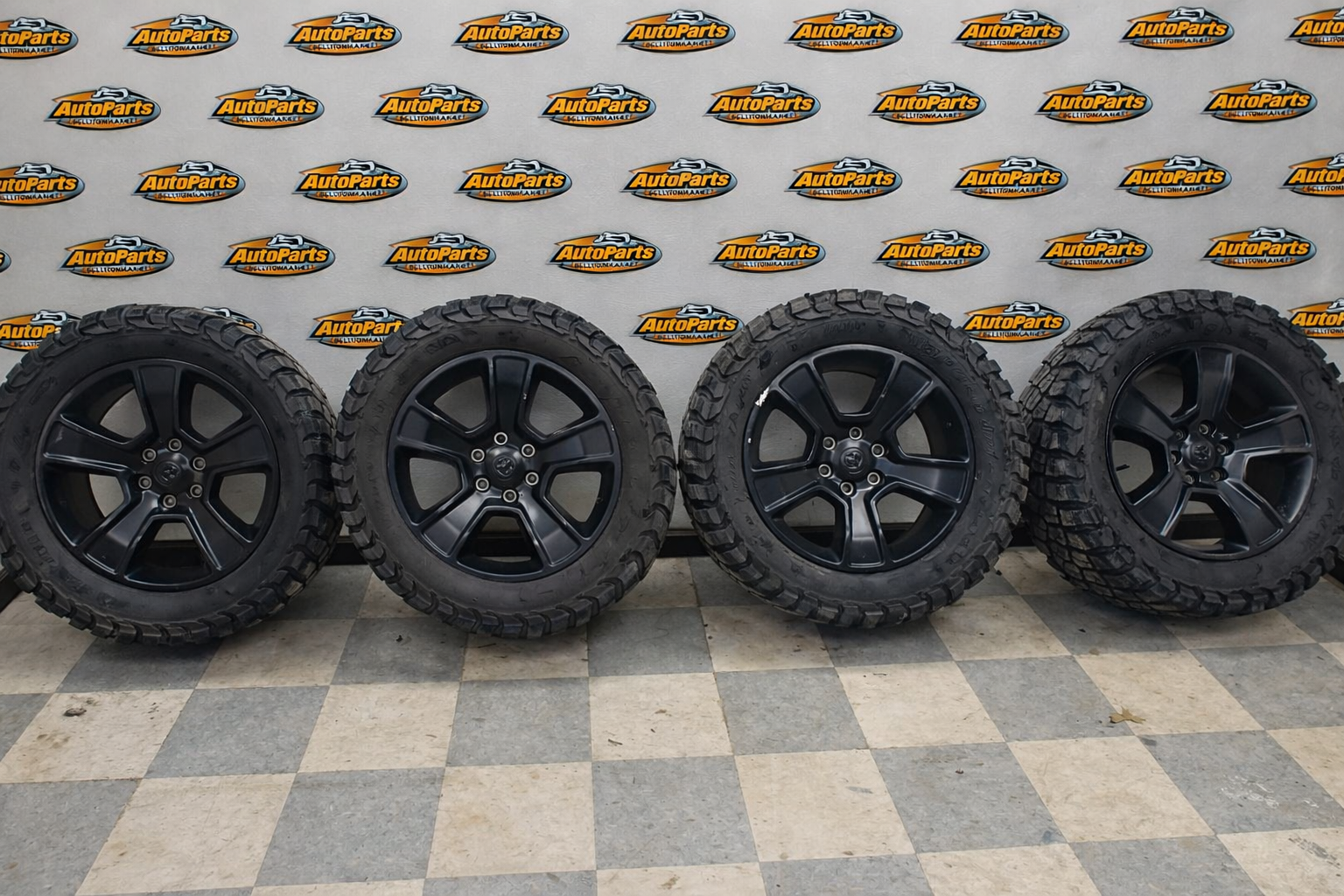 CURB RASH – 2020–2024 Dodge Ram 1500 OEM 20×9 Wheels (Set of 4) 6×139.7 – Black 5-Spoke for sale